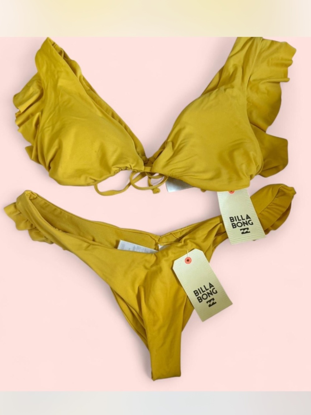 Billabong Yellow Flutter Sleeve Bikini with Matcong Bottoms